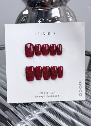 Reusable Handmade Nail Art Patches with Red Diamonds
