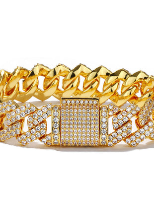 Hip-hop Diamond Cuban Chain Zircon Bracelet for Men