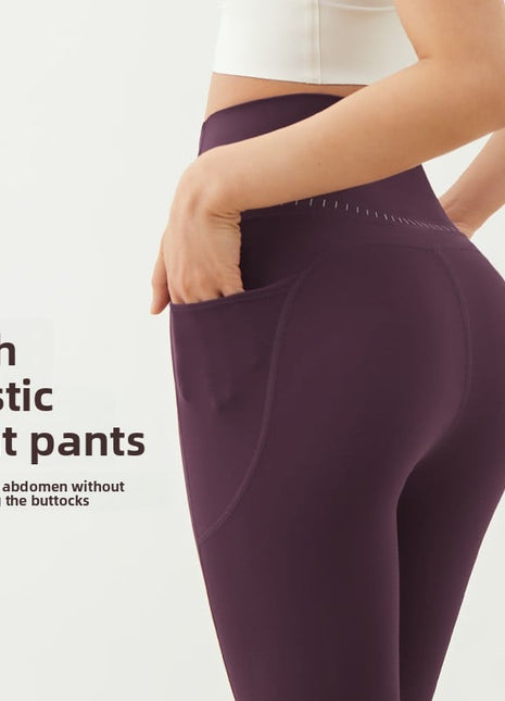 High Waist Yoga Pants with Pockets-Stretchy Quick-Dry Workout Leggings