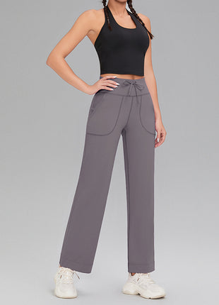 Double-sided brushed fitness pants with pockets for women