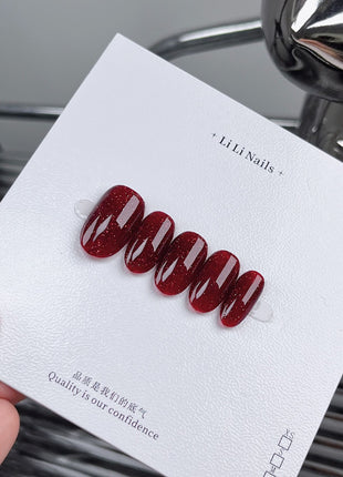 Reusable Handmade Nail Art Patches with Red Diamonds