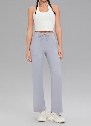 Double-sided brushed fitness pants with pockets for women