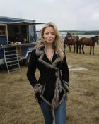 Women's Retro Suede Fur Collar Jacket