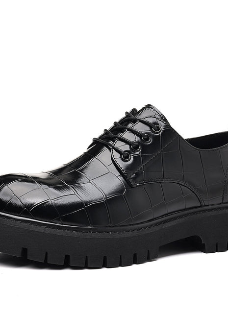 Men's thick-soled high-heeled leather shoes