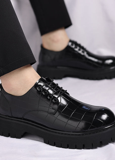 Men's thick-soled high-heeled leather shoes