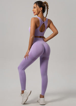 Women Yoga Outfit Set Sports Bra and High Waist Pants