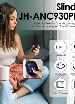 Wireless ANC Headphones with Touch Screen