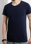 Navy blue round neck