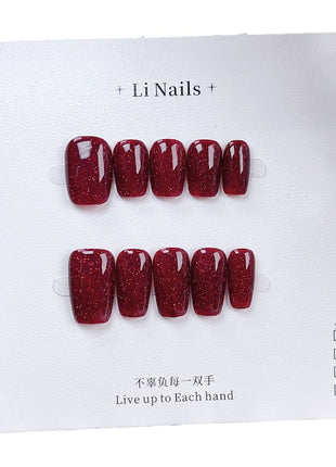 Reusable Handmade Nail Art Patches with Red Diamonds