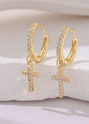 Pendant Cross Hoop Earrings