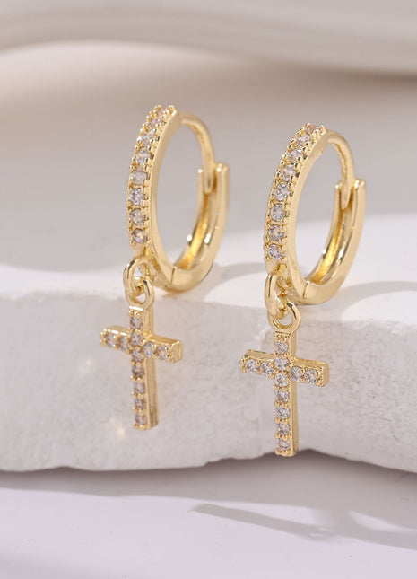Pendant Cross Hoop Earrings