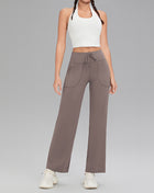 Double-sided brushed fitness pants with pockets for women