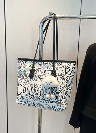 Printed PU Leather Tote Bag