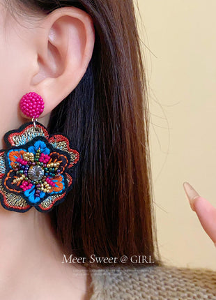 Ethnic Embroidered Beaded Earrings