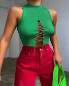 Women Fashion Crop Top Strapless Solid Color Vest