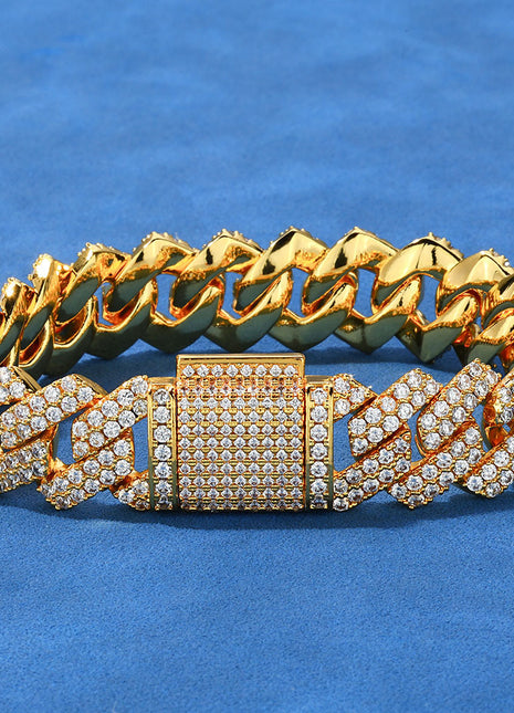 Hip-hop Diamond Cuban Chain Zircon Bracelet for Men