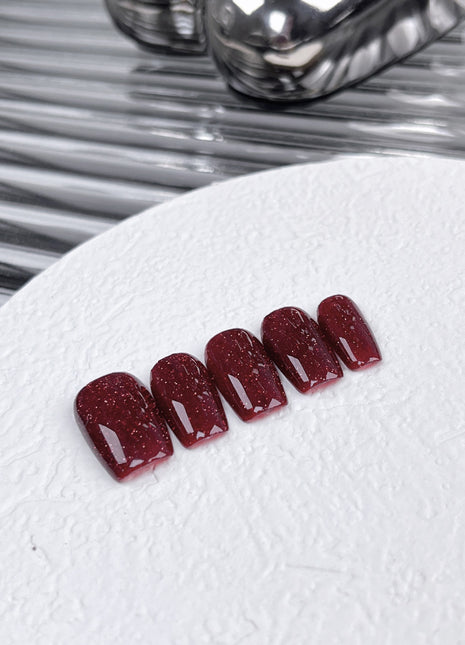 Reusable Handmade Nail Art Patches with Red Diamonds