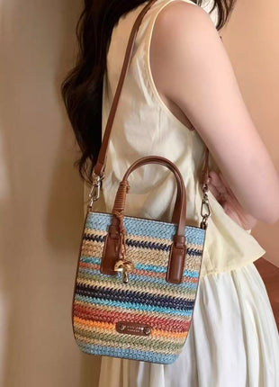 Women's Summer Woven Tote Bag with Magnetic Closure