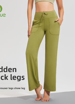 Double-sided brushed fitness pants with pockets for women