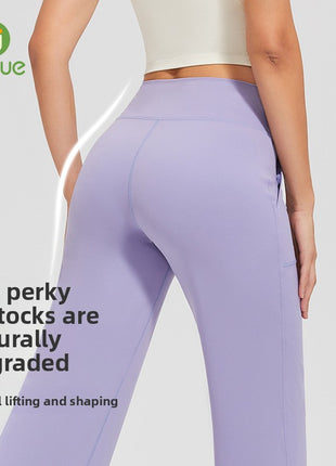 Double-sided brushed fitness pants with pockets for women