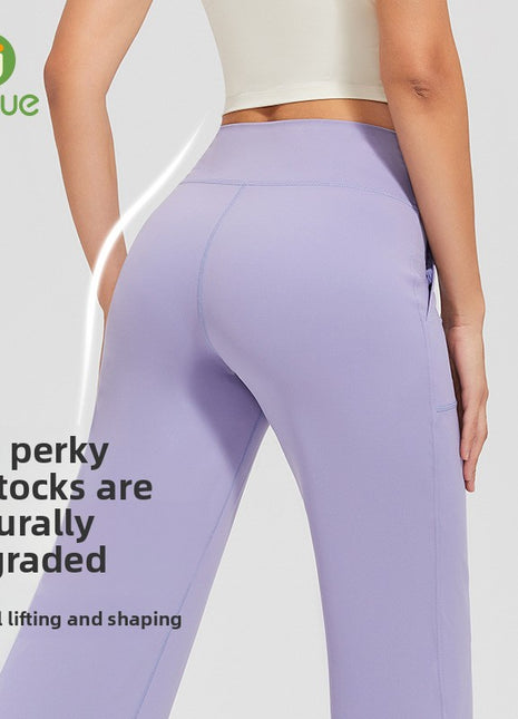 Double-sided brushed fitness pants with pockets for women