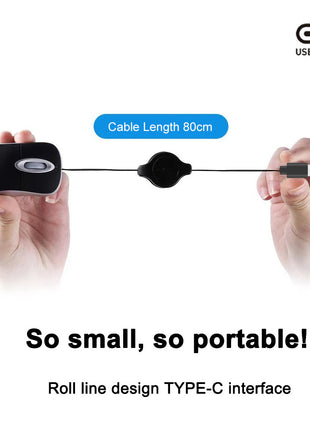 USB-C Wired Retractable Portable Mouse