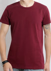 Wine red round neck