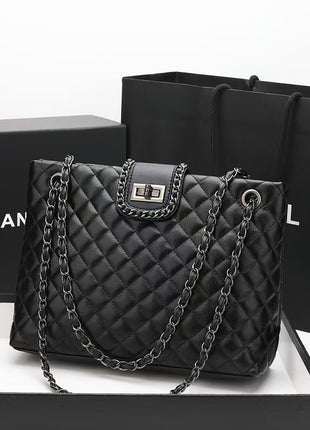 Women's Leather Chain Strap Tote Bag