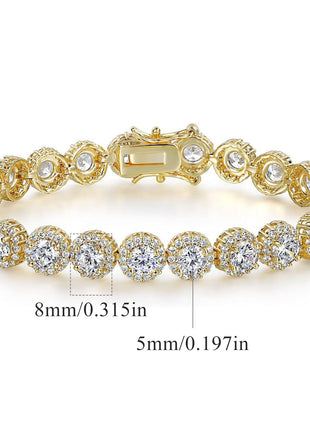 Round Cuban Zircon Tennis Bracelet for Men and Women