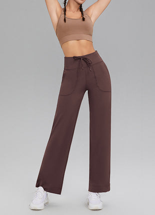 Double-sided brushed fitness pants with pockets for women