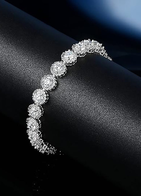 Round Cuban Zircon Tennis Bracelet for Men and Women