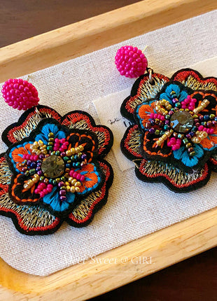 Ethnic Embroidered Beaded Earrings
