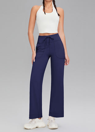 Double-sided brushed fitness pants with pockets for women