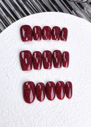 Reusable Handmade Nail Art Patches with Red Diamonds