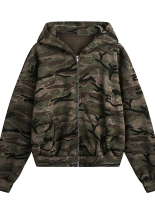 American-style camouflage hoodie jacket