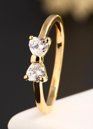 Japanese and Korean Fashion Bow Ring Women's Ins Style Simple Zircon Love Ring Jewelry Accessories Cross-border Explosions