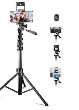 Sock, handheld selfie stick, camera, tripod