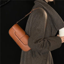 Genuine Leather Baguette Shoulder Bag